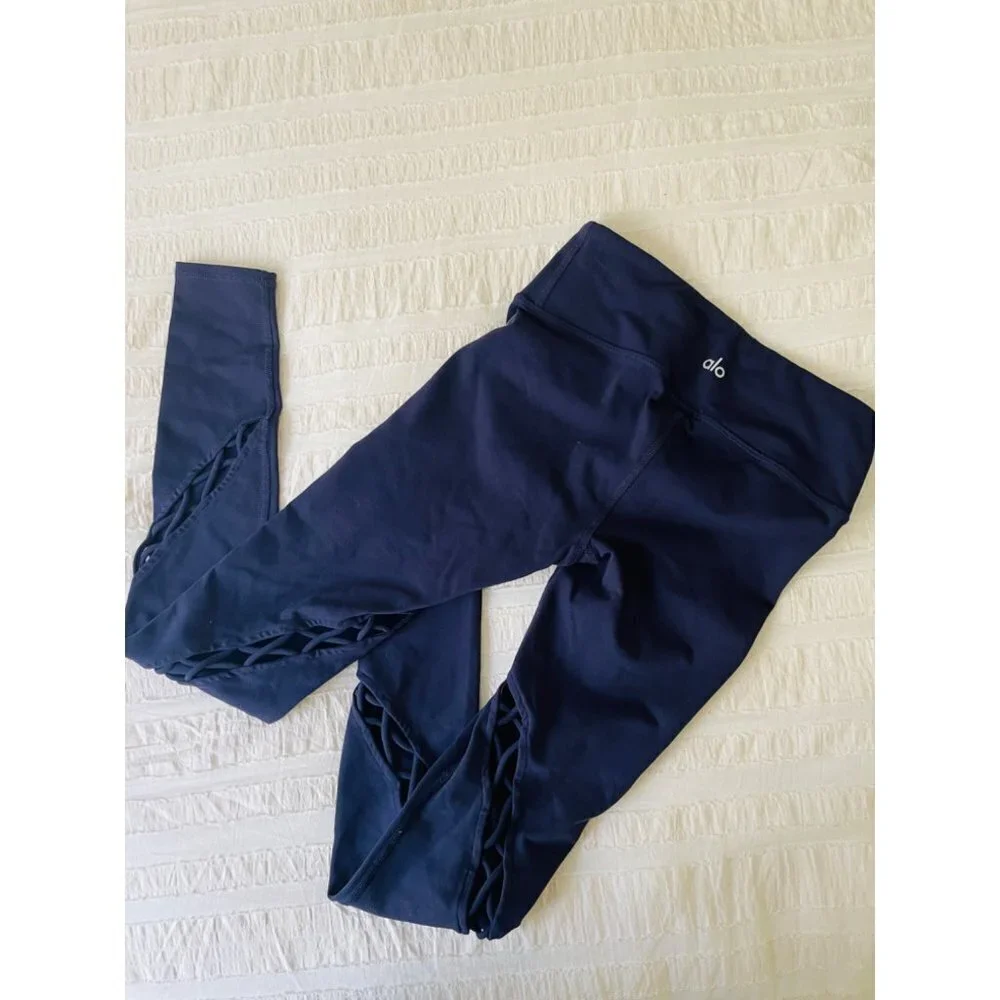 Alo Navy Blue Entwine Leggings Sz XXS